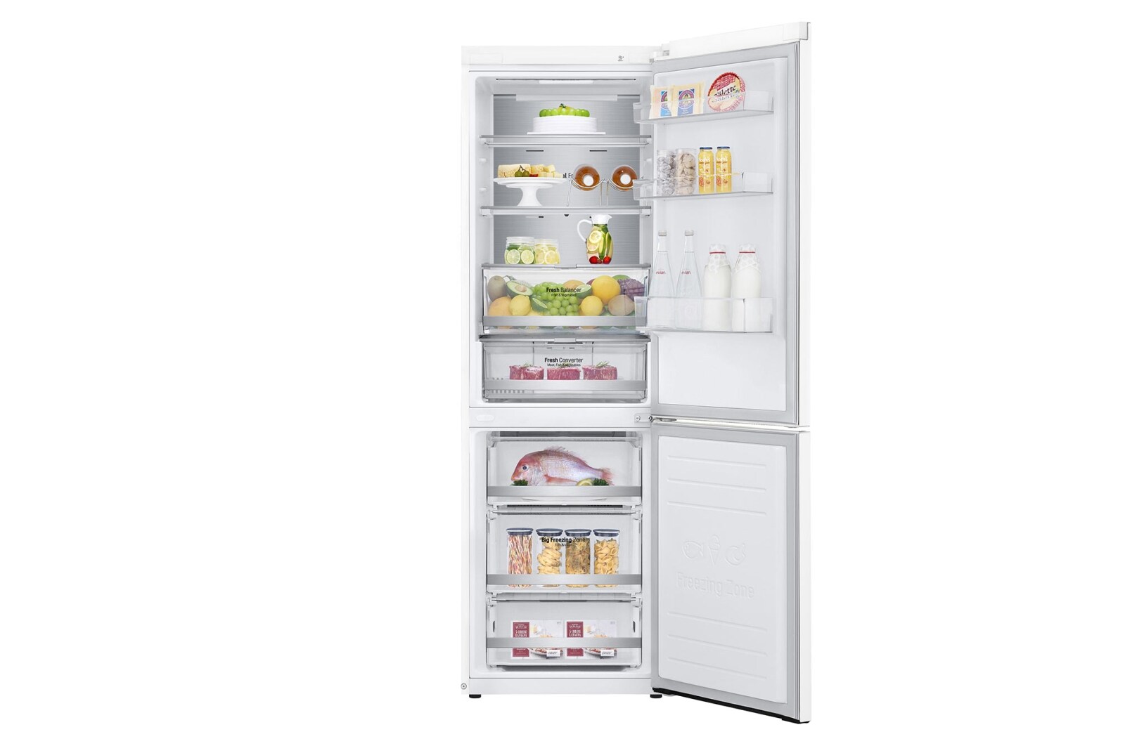 LG 1.86M 341L Kølefryseskab(Hvid) - Energiklasse D, Door Cooling™ og Smart Diagnosis™ med Wi-Fi, GBB71SWUGN