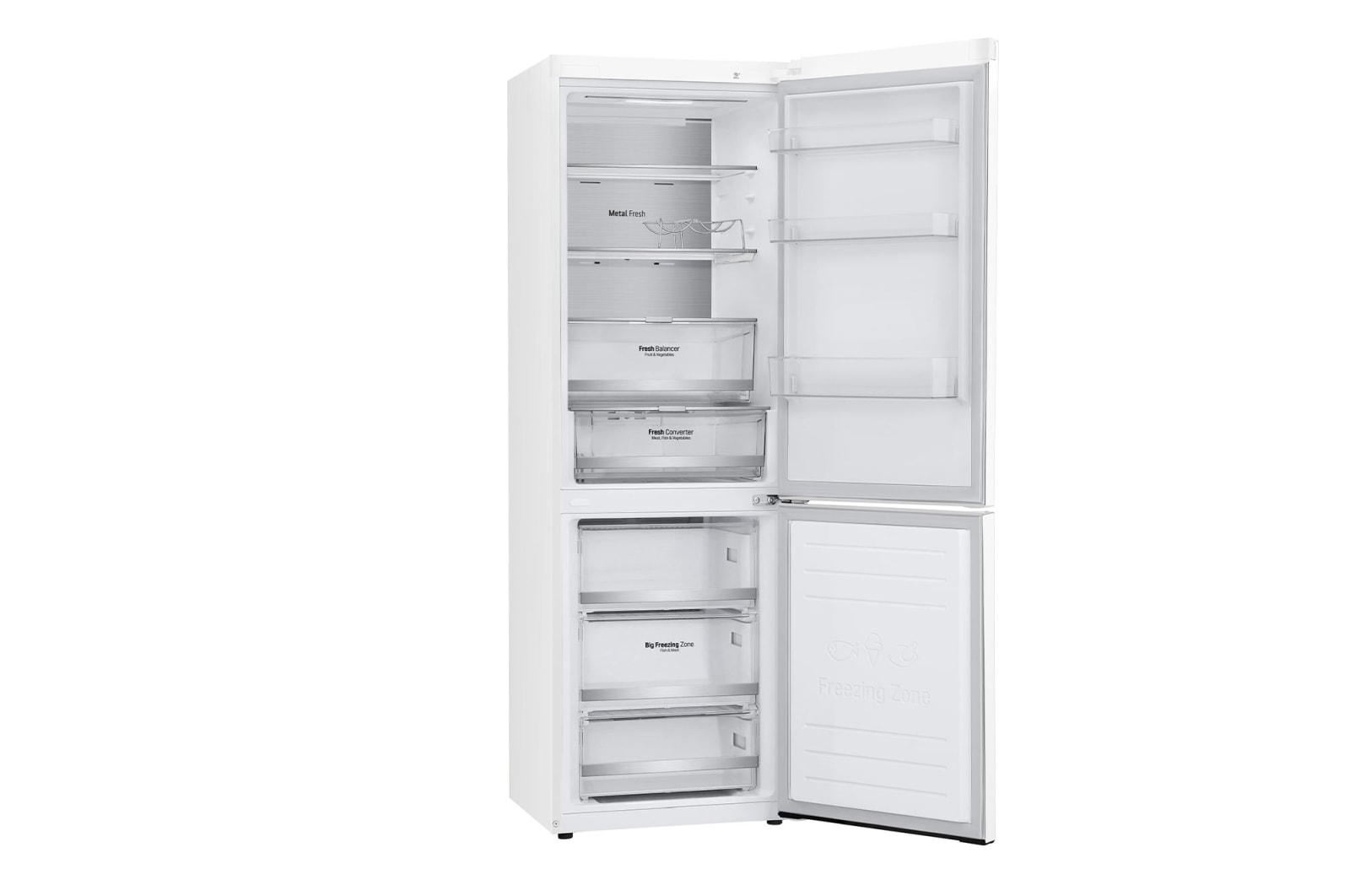 LG 1.86M 341L Kølefryseskab(Hvid) - Energiklasse D, Door Cooling™ og Smart Diagnosis™ med Wi-Fi, GBB71SWUGN