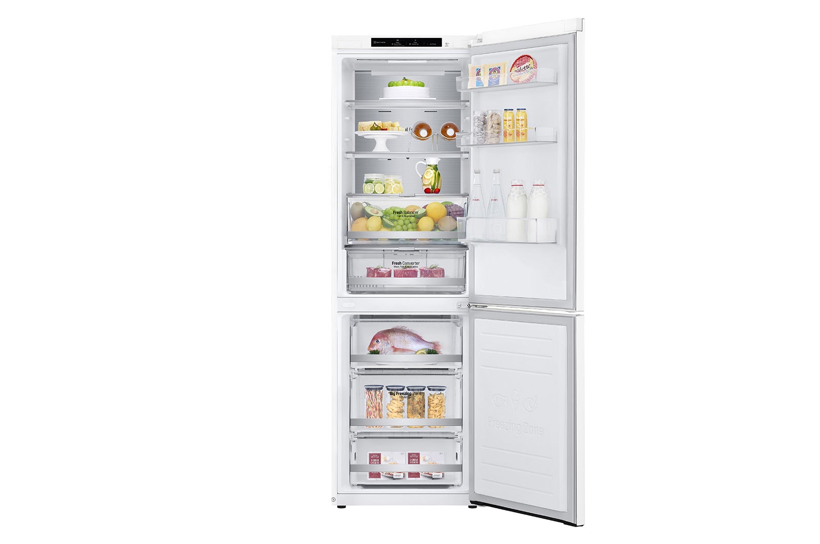 LG 1.86M 341L Kølefryseskab(Hvid) - Energiklasse D, DoorCooling™ og Smart Diagnosis™, GBB71SWVGN