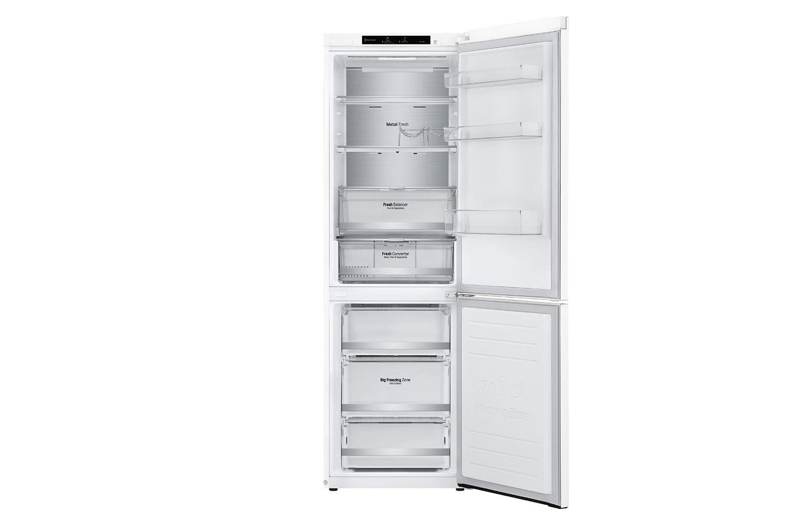 LG 1.86M 341L Kølefryseskab(Hvid) - Energiklasse D, DoorCooling™ og Smart Diagnosis™, GBB71SWVGN