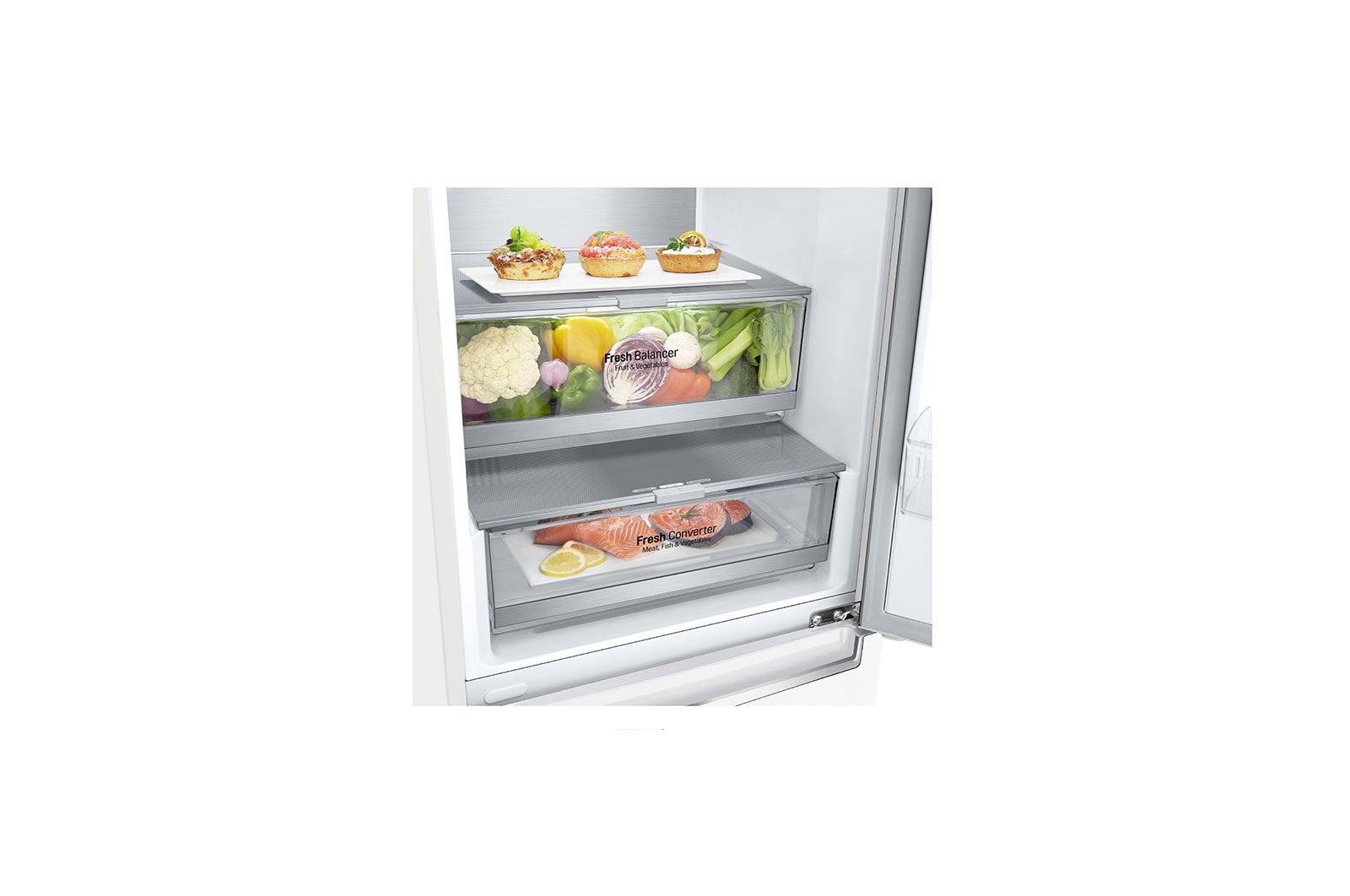 LG 1.86M 341L Kølefryseskab(Hvid) - Energiklasse D, DoorCooling™ og Smart Diagnosis™, GBB71SWVGN