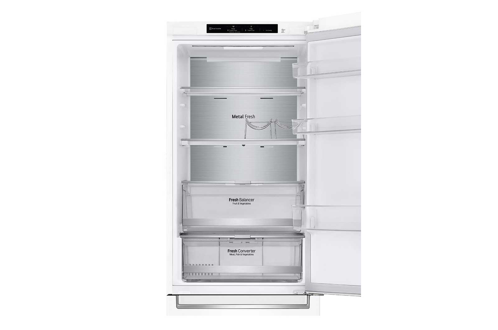 LG 1.86M 341L Kølefryseskab(Hvid) - Energiklasse D, DoorCooling™ og Smart Diagnosis™, GBB71SWVGN