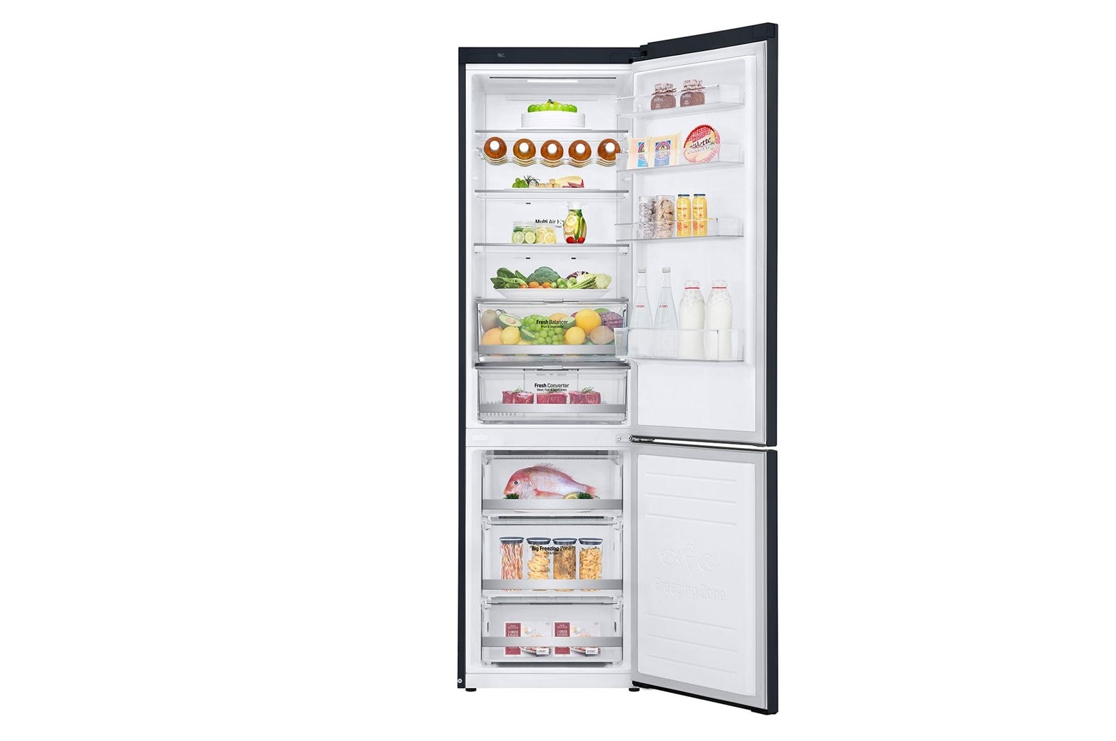 LG 2.03M 384L Kølefryseskab(Matte Black) - Energiklasse E, Door Cooling™ og Smart Diagnosis™ med Wi-Fi, GBB72MCDMN