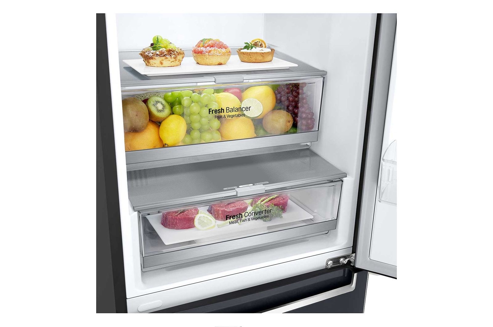 LG 2.03M 384L Kølefryseskab(Matte Black) - Energiklasse E, Door Cooling™ og Smart Diagnosis™ med Wi-Fi, GBB72MCDMN