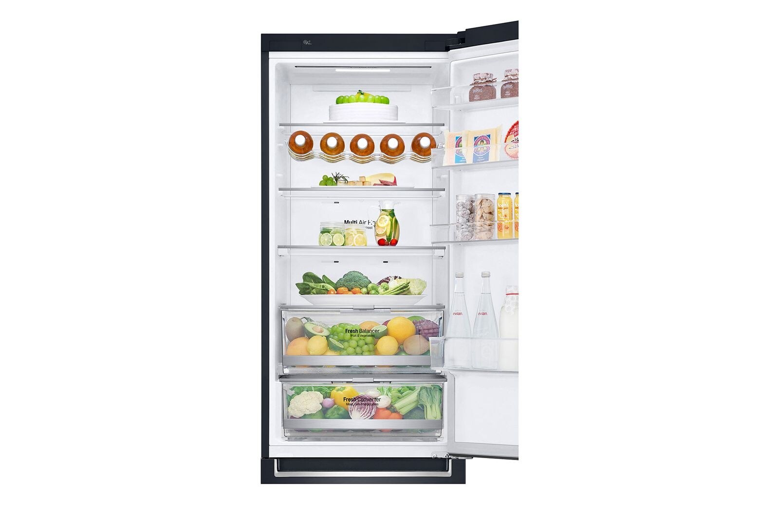 LG 2.03M 384L Kølefryseskab(Matte Black) - Energiklasse E, Door Cooling™ og Smart Diagnosis™ med Wi-Fi, GBB72MCDMN