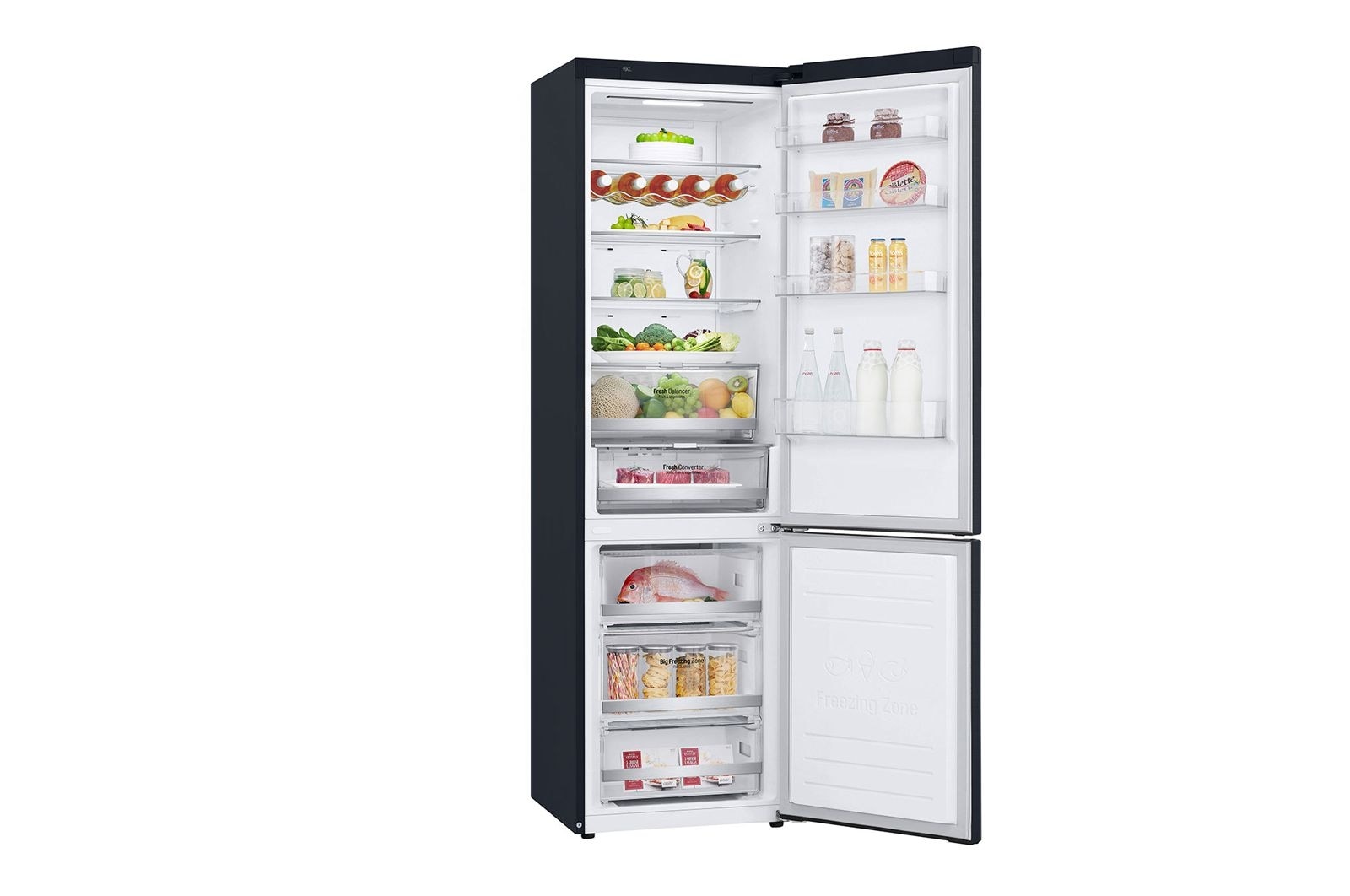 LG 2.03M 384L Kølefryseskab(Matte Black) - Energiklasse E, Door Cooling™ og Smart Diagnosis™ med Wi-Fi, GBB72MCDMN