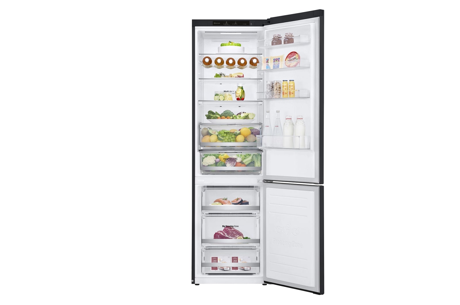 LG 2.03M 384L Kølefryseskab(Matte Black) - Energiklasse D, Door Cooling™, GBB72MCEGN