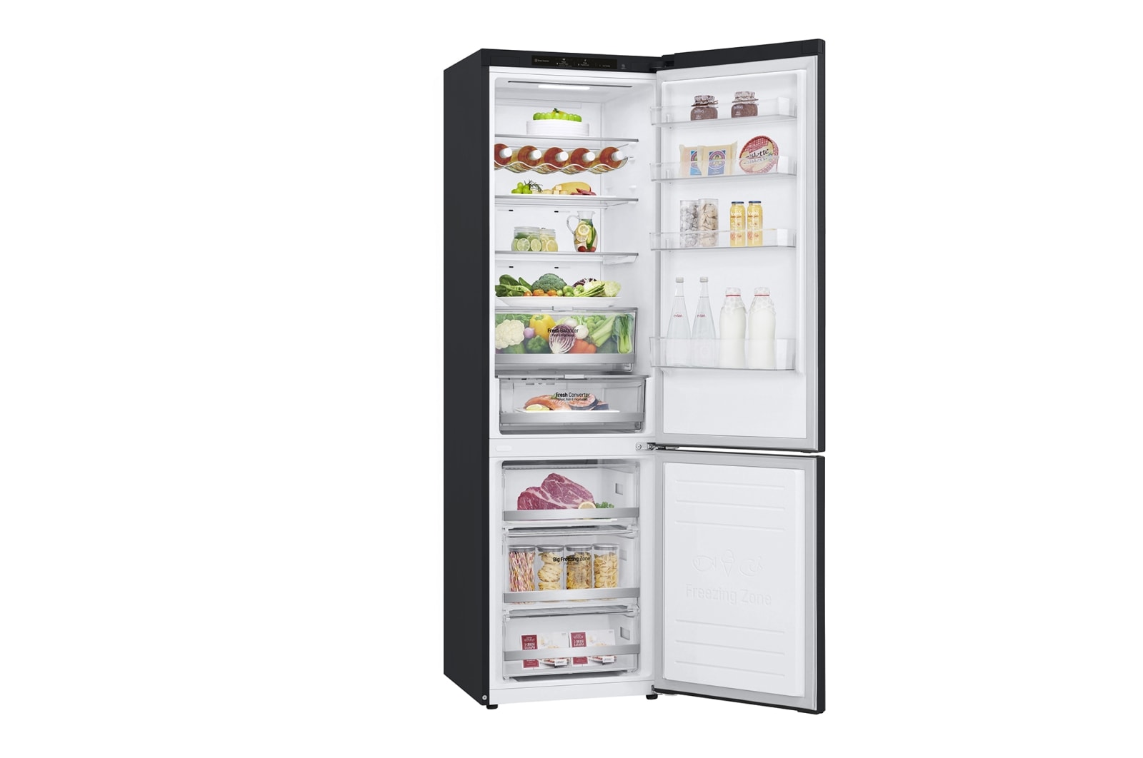 LG 2.03M 384L Kølefryseskab(Matte Black) - Energiklasse D, Door Cooling™, GBB72MCEGN