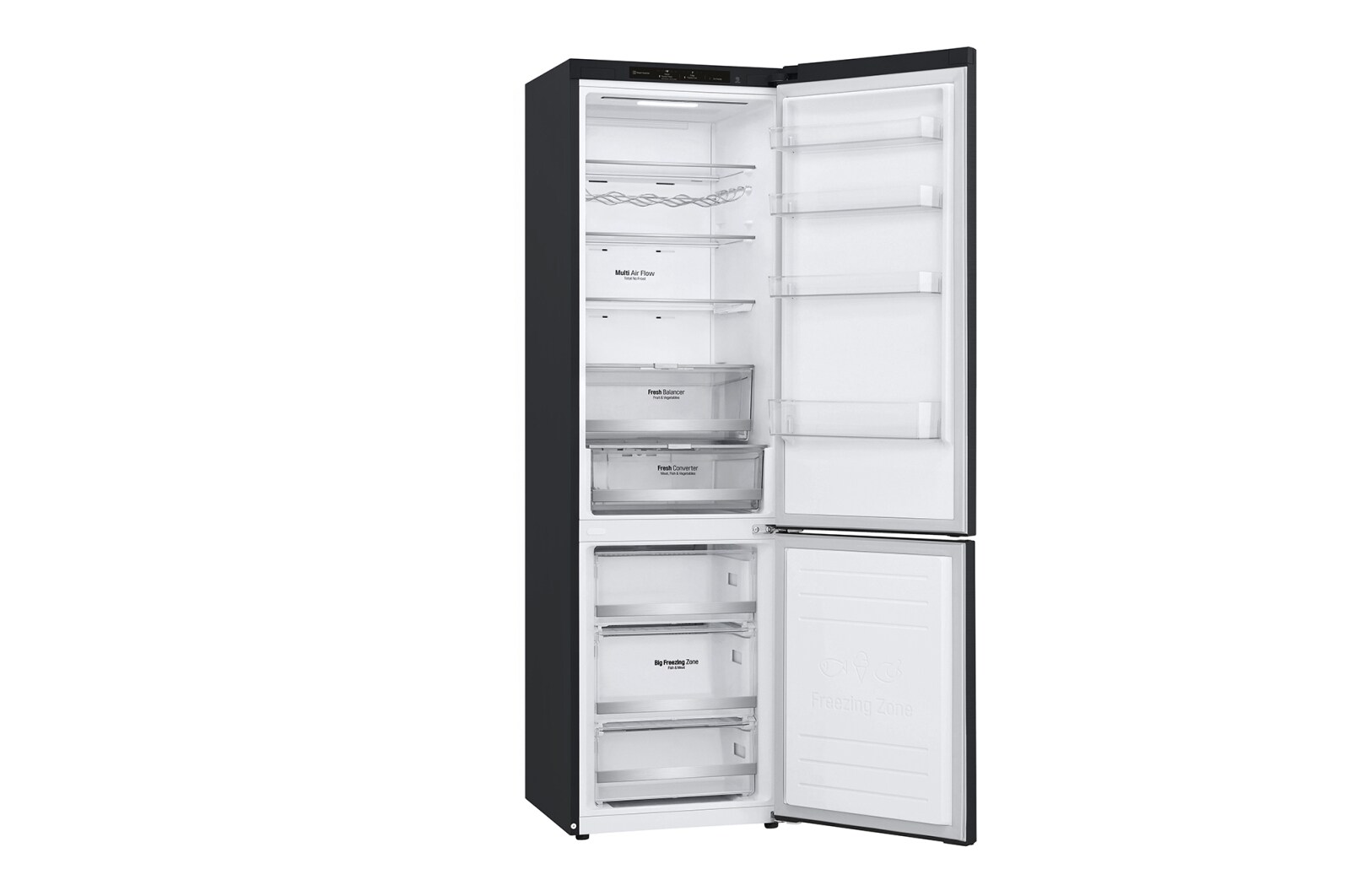 LG 2.03M 384L Kølefryseskab(Matte Black) - Energiklasse D, Door Cooling™, GBB72MCEGN