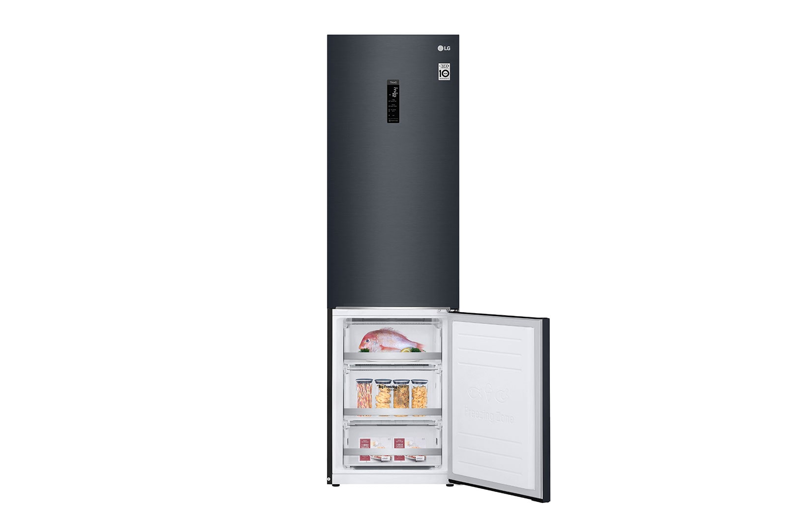 LG 2.03M 384L Kølefryseskab(Matte Black) - Energiklasse D, Door Cooling™ og Smart Diagnosis™ med Wi-Fi, GBB72MCUFN