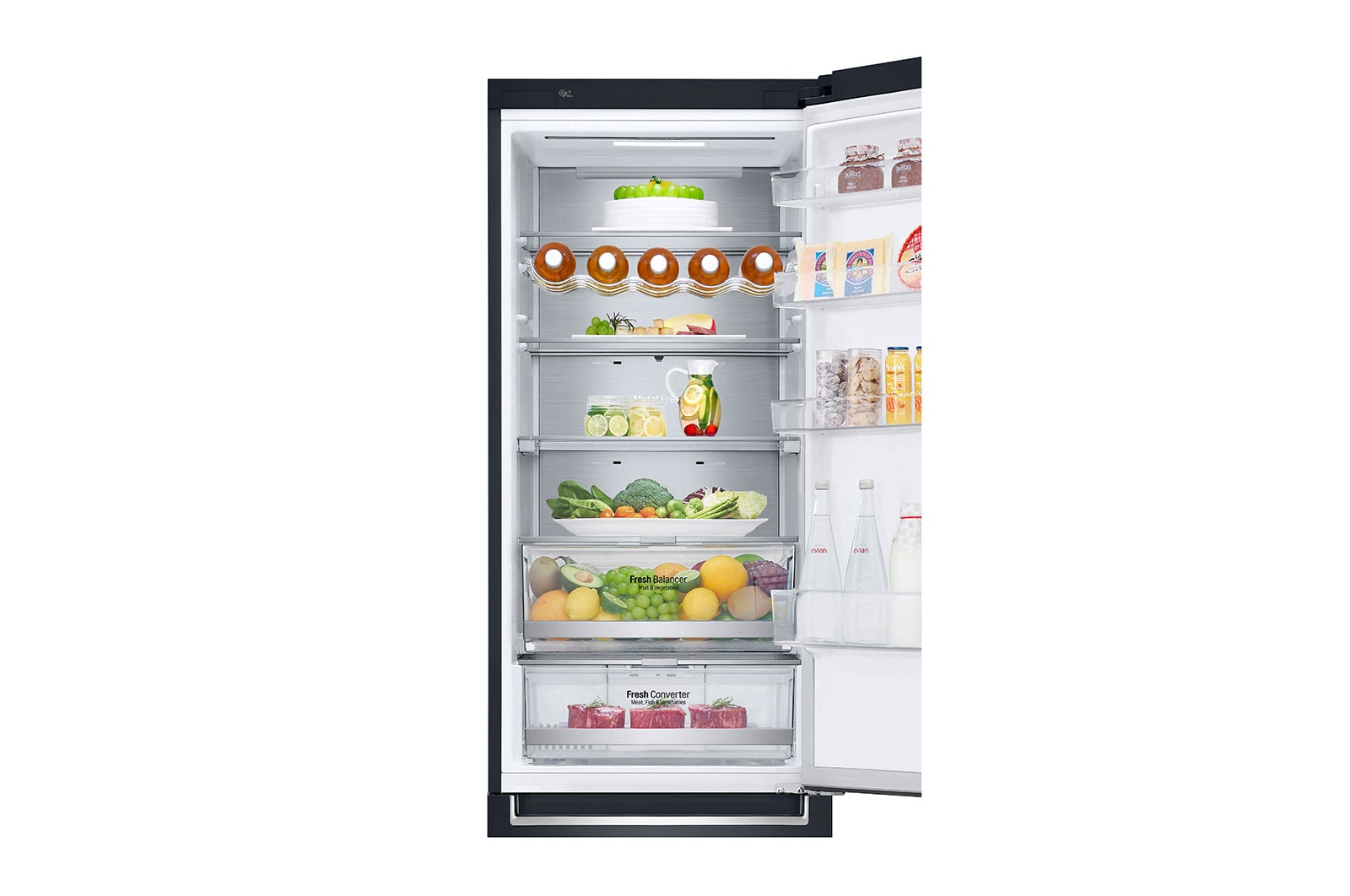 LG 2.03M 384L Kølefryseskab(Matte Black) - Energiklasse D, Door Cooling™ og Smart Diagnosis™ med Wi-Fi, GBB72MCUFN