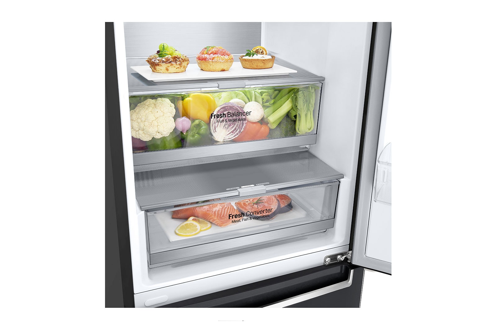LG 2.03M 384L Kølefryseskab(Matte Black) - Energiklasse D, Door Cooling™ og Smart Diagnosis™ , GBB72MCVGN
