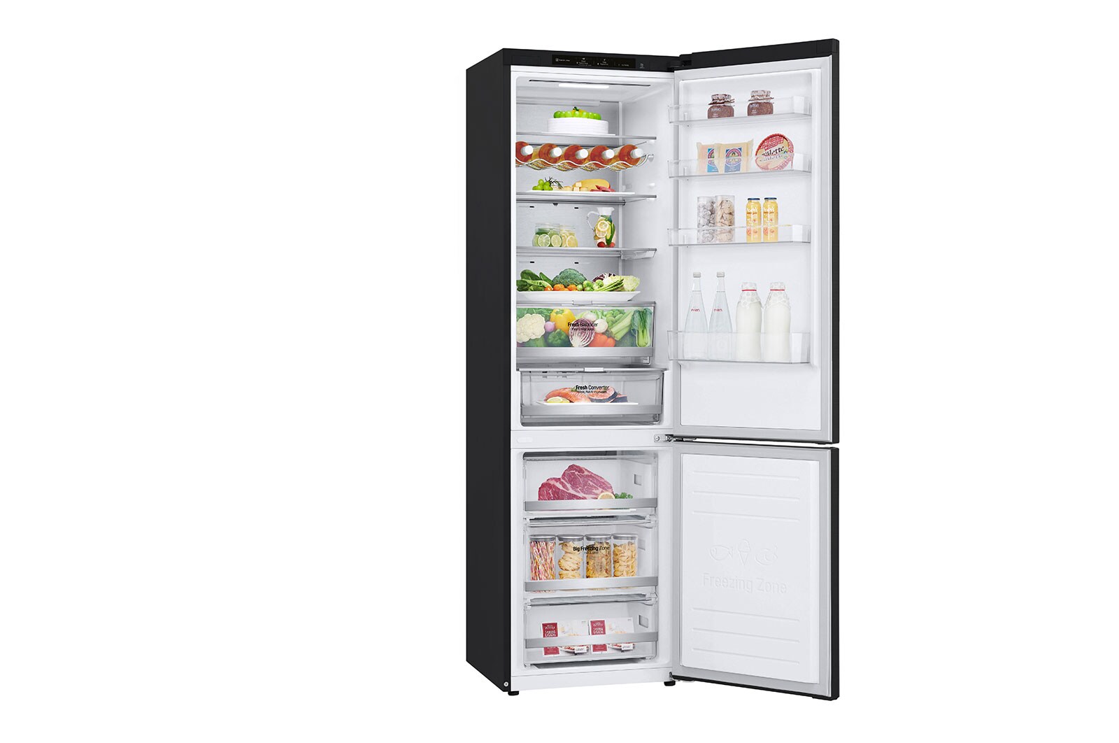 LG 2.03M 384L Kølefryseskab(Matte Black) - Energiklasse D, Door Cooling™ og Smart Diagnosis™ , GBB72MCVGN