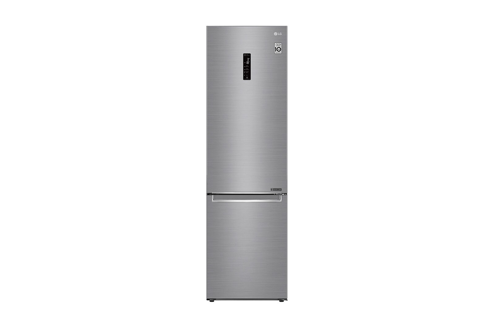 Visning forfra af 2.03M 384L Kølefryseskab(Shiny Steel) - Energiklasse D, Door Cooling™ og Smart Diagnosis™ med Wi-Fi GBB72PZDFN