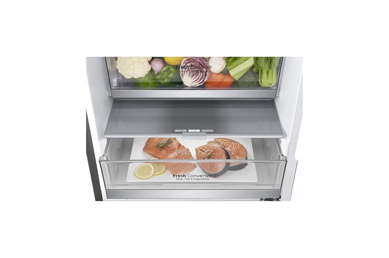 LG 2.03M 384L Kølefryseskab(Shiny Steel) - Energiklasse D, Door Cooling™ og Smart Diagnosis™ med Wi-Fi, GBB72PZDFN