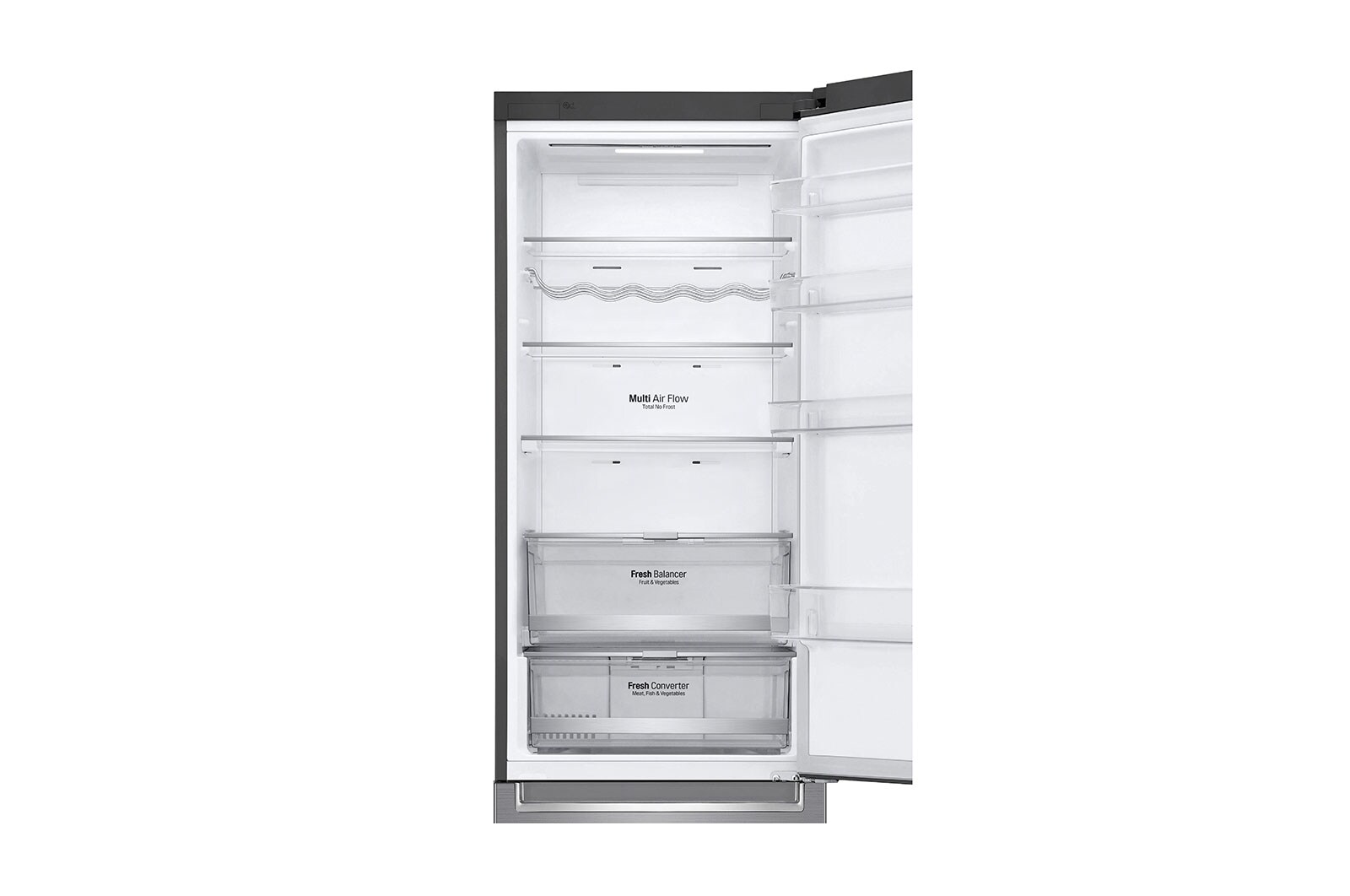 LG 2.03M 384L Kølefryseskab(Shiny Steel) - Energiklasse D, Door Cooling™ og Smart Diagnosis™ med Wi-Fi, GBB72PZDFN