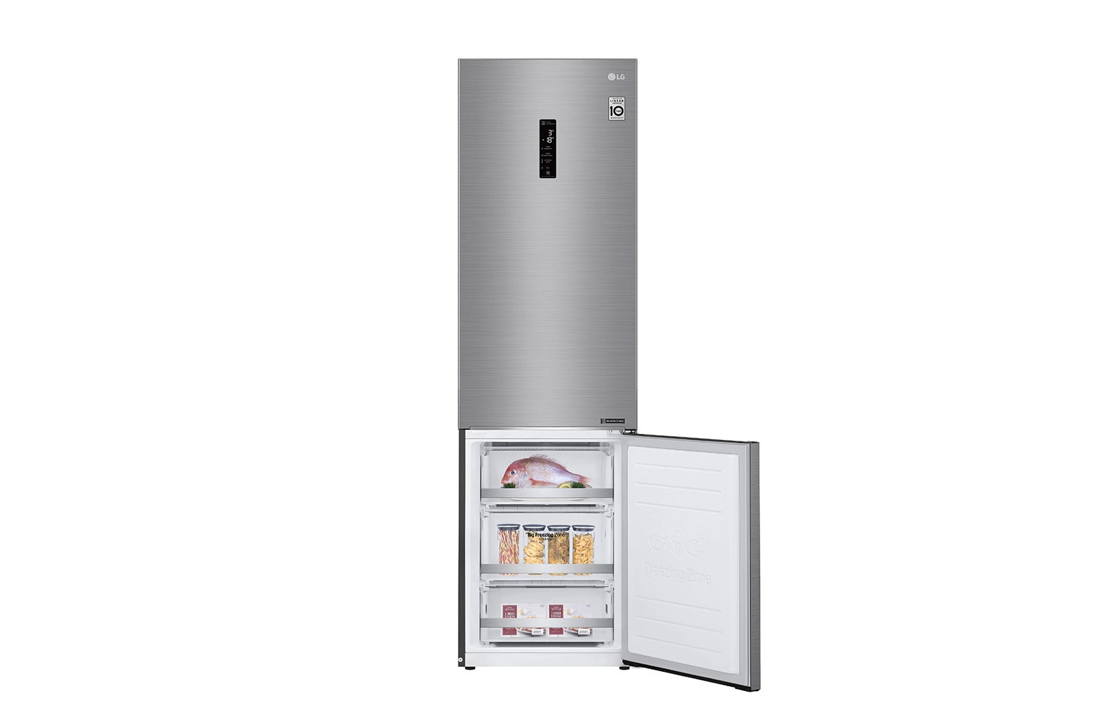 LG 2.03M 384L Kølefryseskab(Shiny Steel) - Energiklasse D, Door Cooling™ og Smart Diagnosis™ med Wi-Fi, GBB72PZDFN