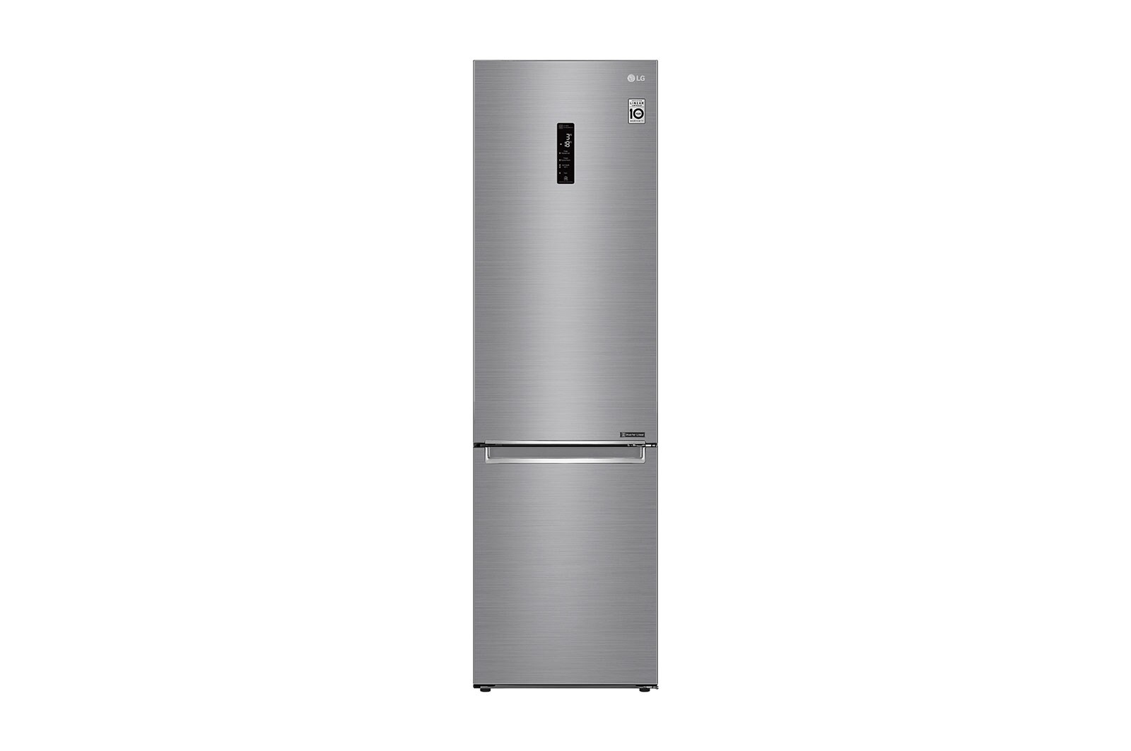 Visning forfra af 2.03M 384L Kølefryseskab(Shiny Steel) - Energiklasse E, Door Cooling™ og Smart Diagnosis™ med Wi-Fi GBB72PZDMN