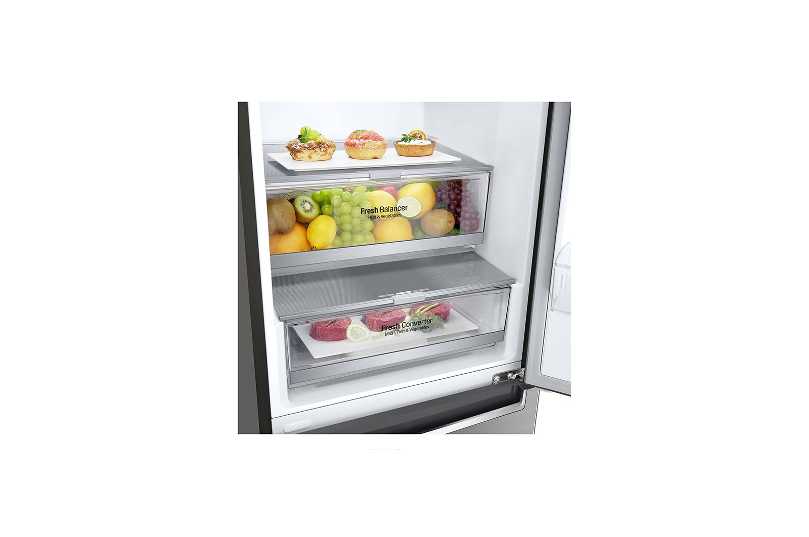 LG 2.03M 384L Kølefryseskab(Shiny Steel) - Energiklasse E, Door Cooling™ og Smart Diagnosis™ med Wi-Fi, GBB72PZDMN