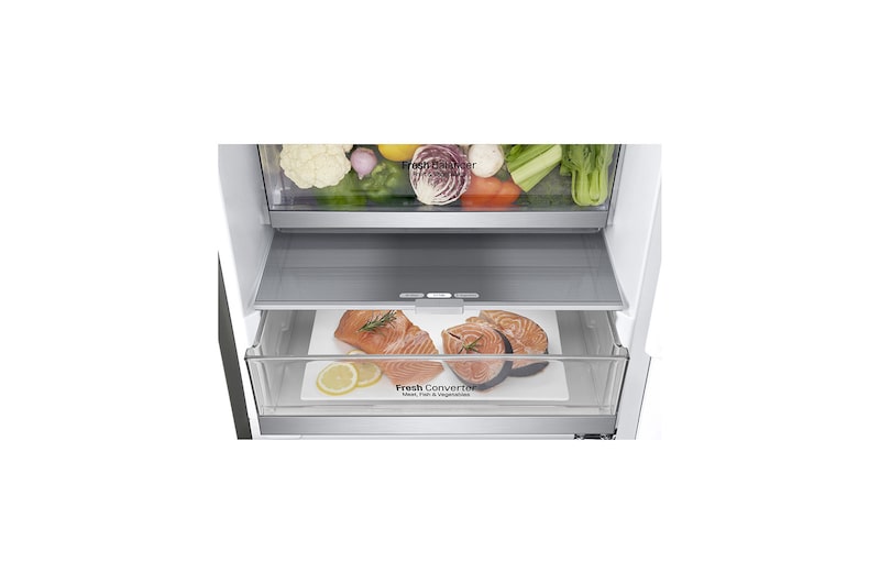 LG 2.03M 384L Kølefryseskab(Shiny Steel) - Energiklasse E, Door Cooling™ og Smart Diagnosis™ med Wi-Fi, GBB72PZDZN