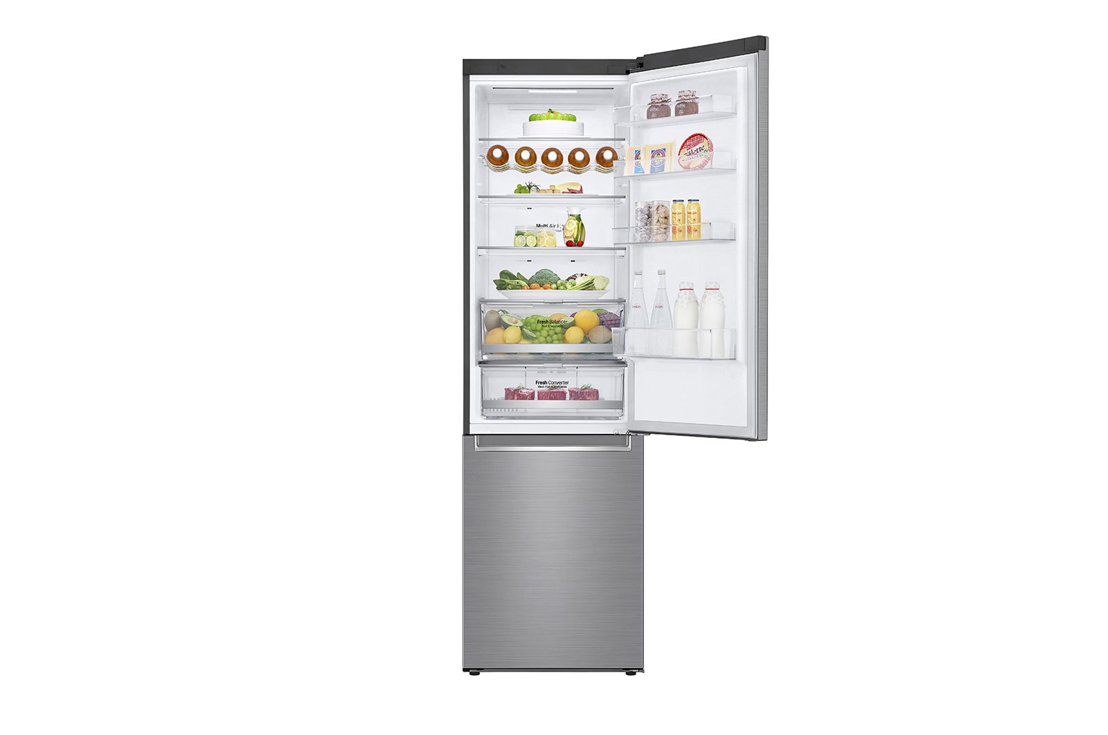 LG 2.03M 384L Kølefryseskab(Shiny Steel) - Energiklasse E, Door Cooling™ og Smart Diagnosis™ med Wi-Fi, GBB72PZDMN