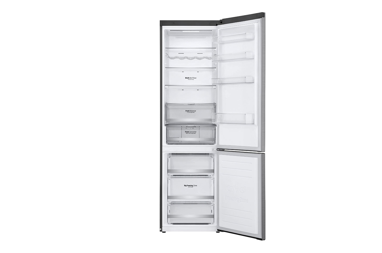 LG 2.03M 384L Kølefryseskab(Shiny Steel) - Energiklasse E, Door Cooling™ og Smart Diagnosis™ med Wi-Fi, GBB72PZDMN