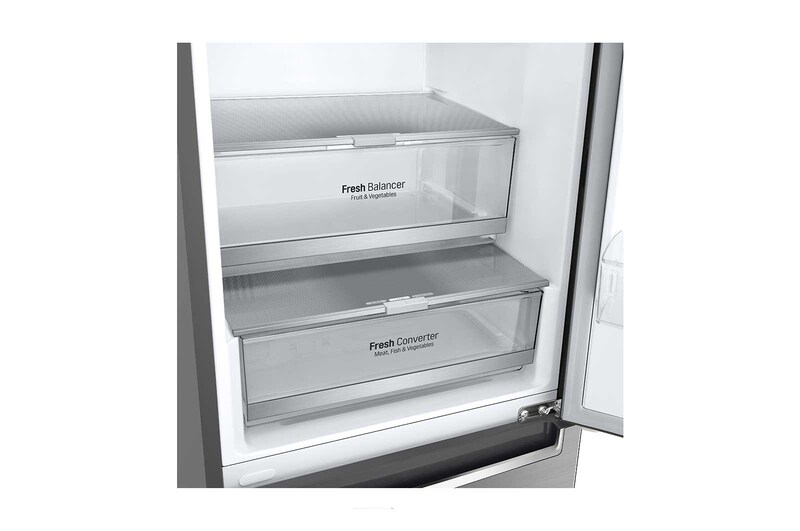 LG 2.03M 384L Kølefryseskab(Shiny Steel) - Energiklasse D, Door Cooling™ , GBB72PZEFN