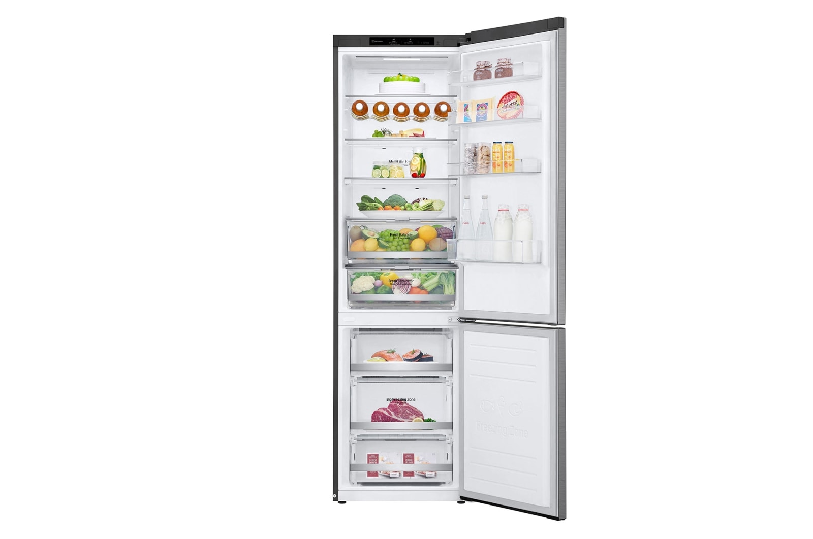 LG 2.03M 384L Kølefryseskab(Shiny Steel) - Energiklasse D, Door Cooling™ , GBB72PZEGN