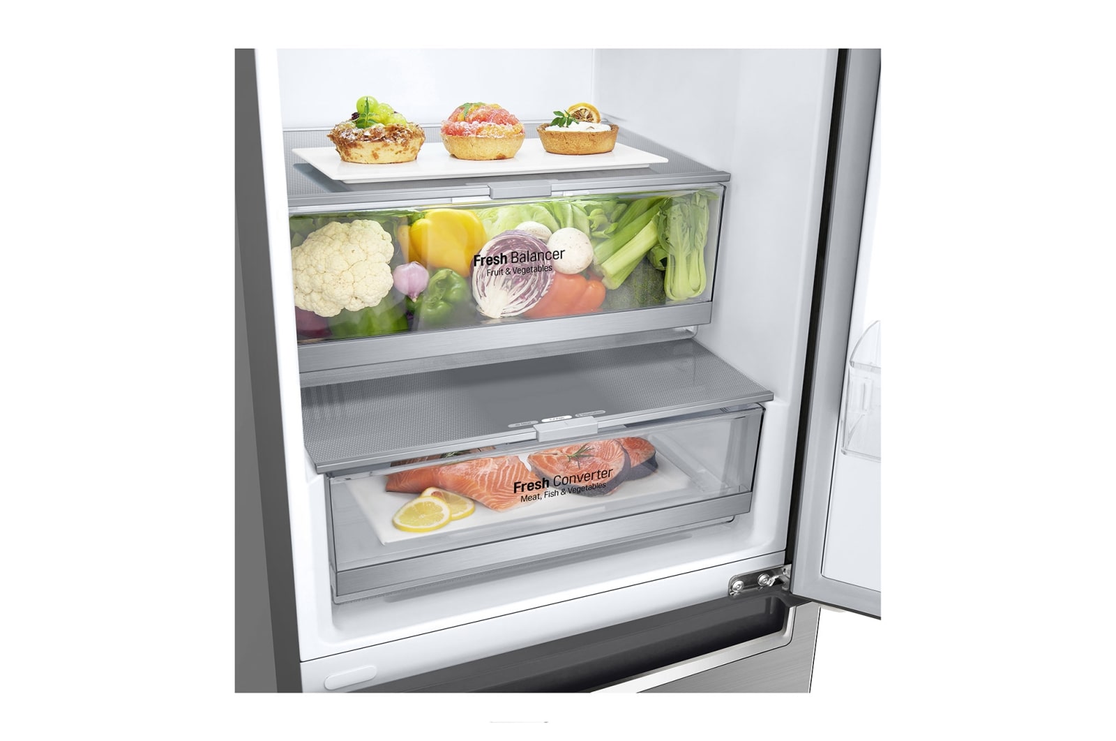 LG 2.03M 384L Kølefryseskab(Shiny Steel) - Energiklasse D, Door Cooling™ , GBB72PZEGN