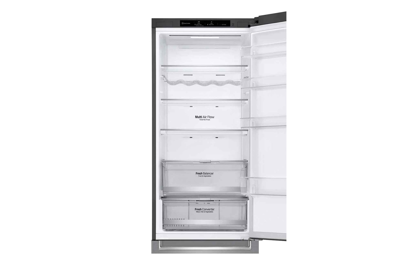 LG 2.03M 384L Kølefryseskab(Shiny Steel) - Energiklasse D, Door Cooling™ , GBB72PZEGN