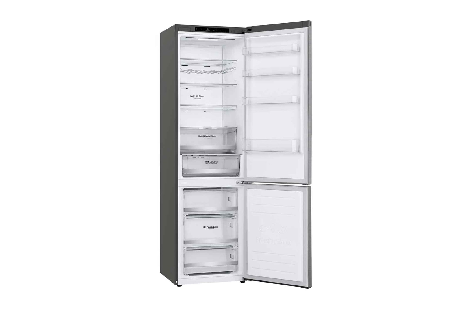LG 2.03M 384L Kølefryseskab(Shiny Steel) - Energiklasse D, Door Cooling™ , GBB72PZEGN