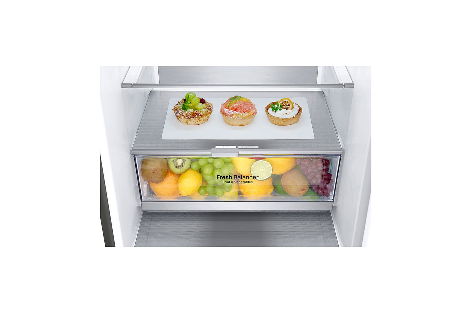 LG 2.03M 384L Kølefryseskab(Shiny Steel) - Energiklasse D, Door Cooling™ og Smart Diagnosis™ , GBB72PZVGN