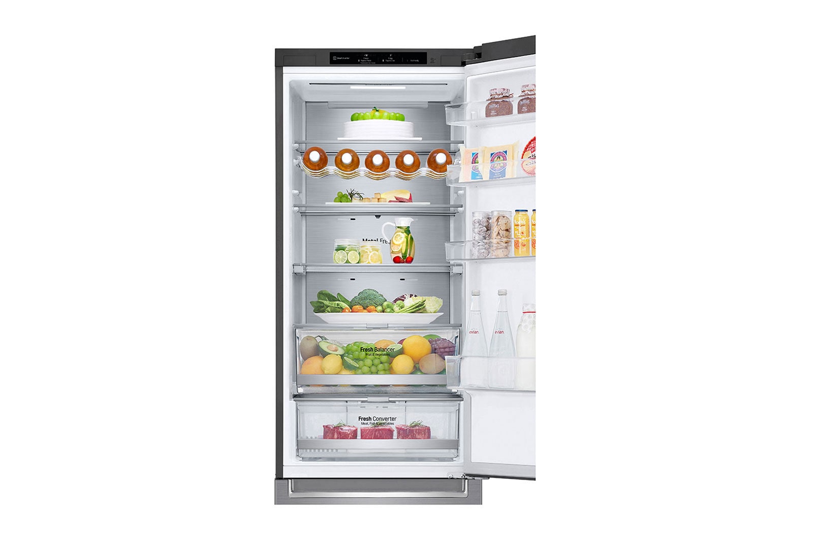 LG 2.03M 384L Kølefryseskab(Shiny Steel) - Energiklasse D, Door Cooling™ og Smart Diagnosis™ , GBB72PZVGN