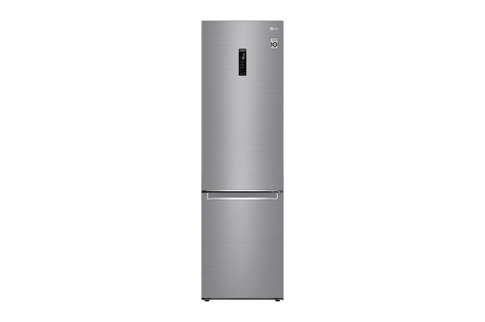 Visning forfra af 2.03M 384L Kølefryseskab(Shiny Steel) - Energiklasse D, Door Cooling™ og Smart Diagnosis™ med Wi-Fi GBB72PZUFN