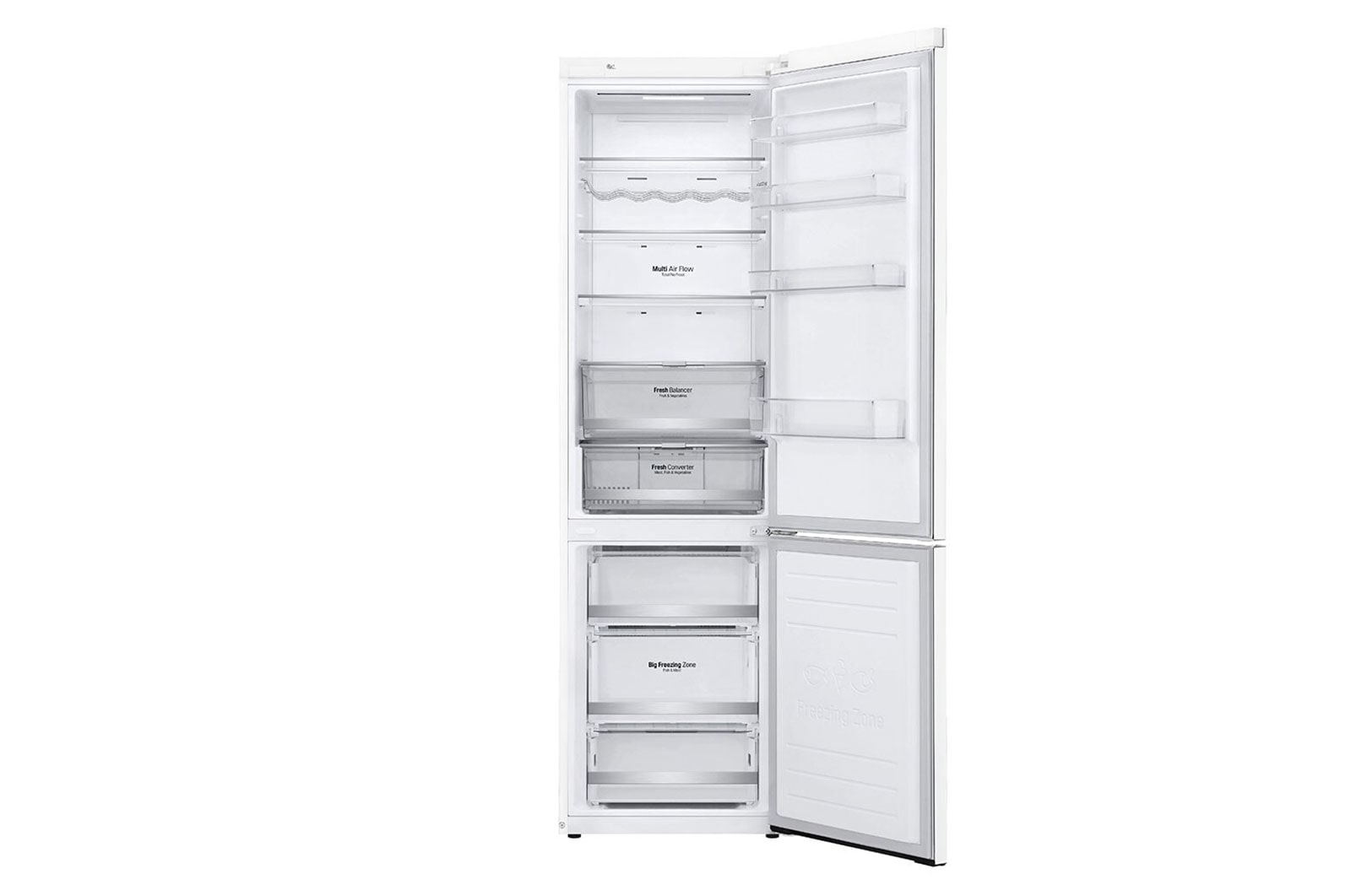 LG 2.03M 384L Kølefryseskab(Hvid) - Energiklasse E, Door Cooling™ og Smart Diagnosis™ med Wi-Fi, GBB72SWDMN