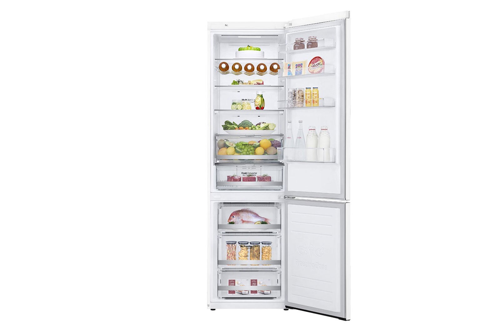 LG 2.03M 384L Kølefryseskab(Hvid) - Energiklasse E, Door Cooling™ og Smart Diagnosis™ med Wi-Fi, GBB72SWDMN