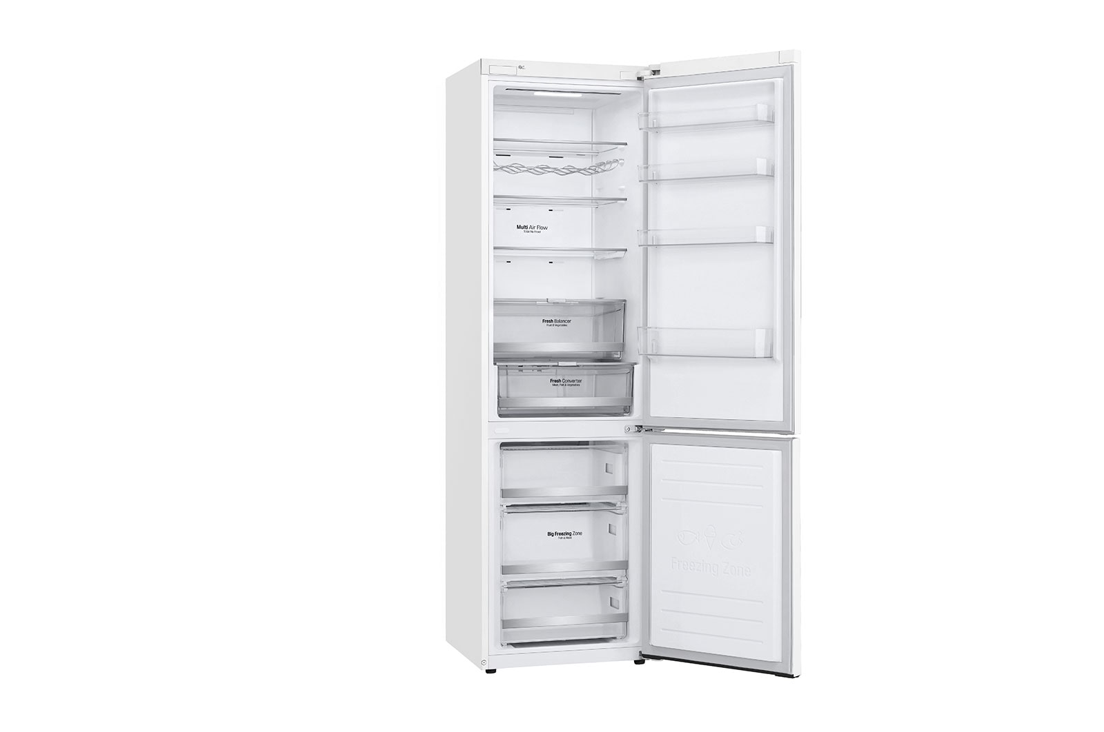 LG 2.03M 384L Kølefryseskab(Hvid) - Energiklasse E, Door Cooling™ og Smart Diagnosis™ med Wi-Fi, GBB72SWDZN
