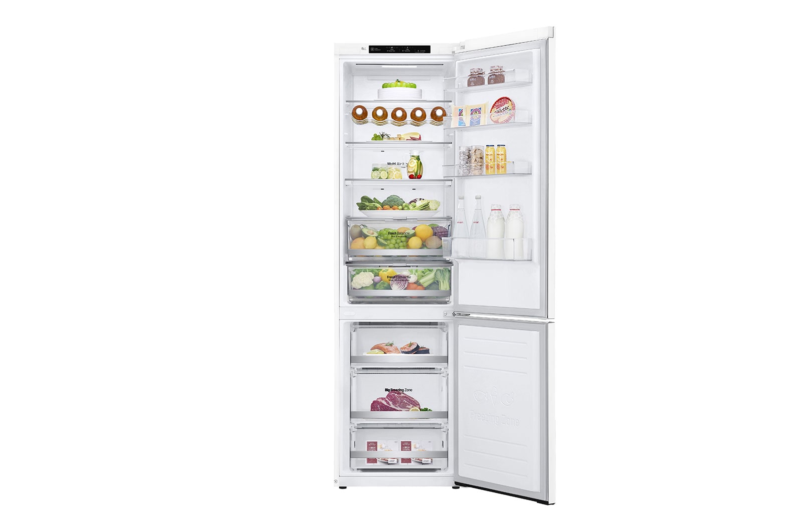 LG 2.03M 384L Kølefryseskab(Hvid) - Energiklasse D, Door Cooling™ , GBB72SWEFN