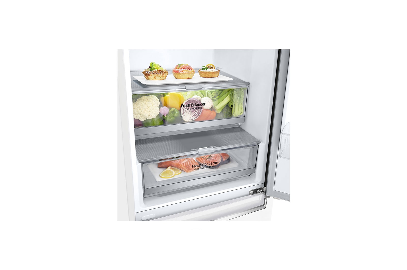 LG 2.03M 384L Kølefryseskab(Hvid) - Energiklasse D, Door Cooling™ , GBB72SWEFN
