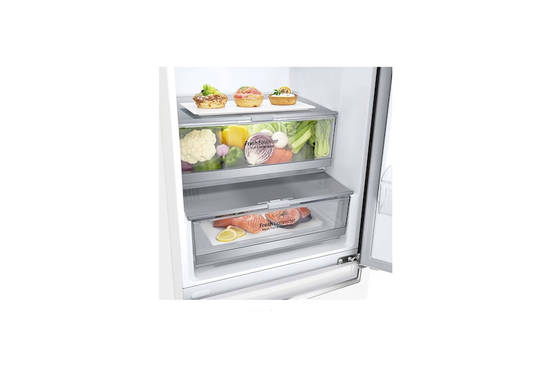 LG 2.03M 384L Kølefryseskab(Hvid) - Energiklasse D, Door Cooling™ , GBB72SWEFN