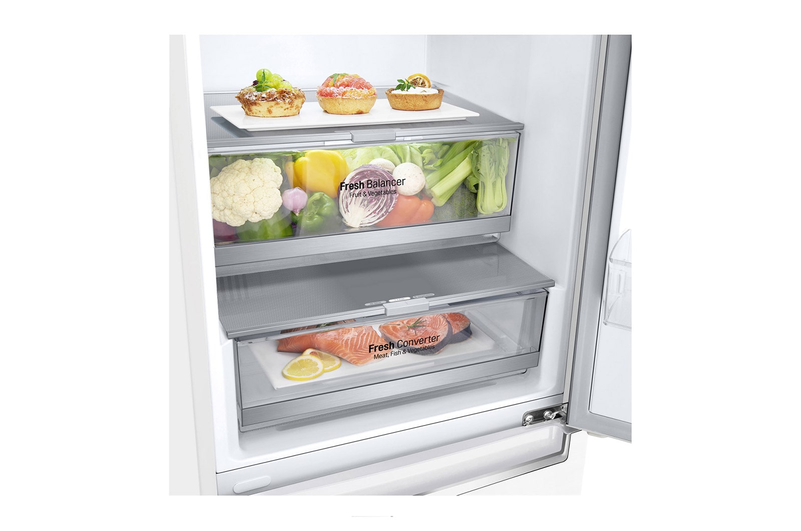 LG 2.03M 384L Kølefryseskab(Hvid) - Energiklasse D, Door Cooling™, GBB72SWEGN