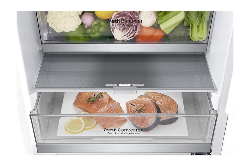 LG 2.03M 384L Kølefryseskab(Hvid) - Energiklasse D, Door Cooling™, GBB72SWEGN