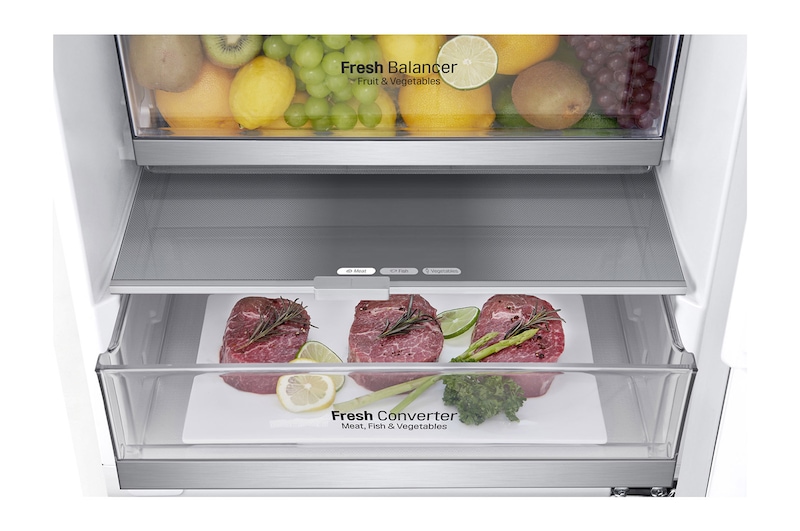 LG 2.03M 384L Kølefryseskab(Hvid) - Energiklasse D, Door Cooling™, GBB72SWEGN