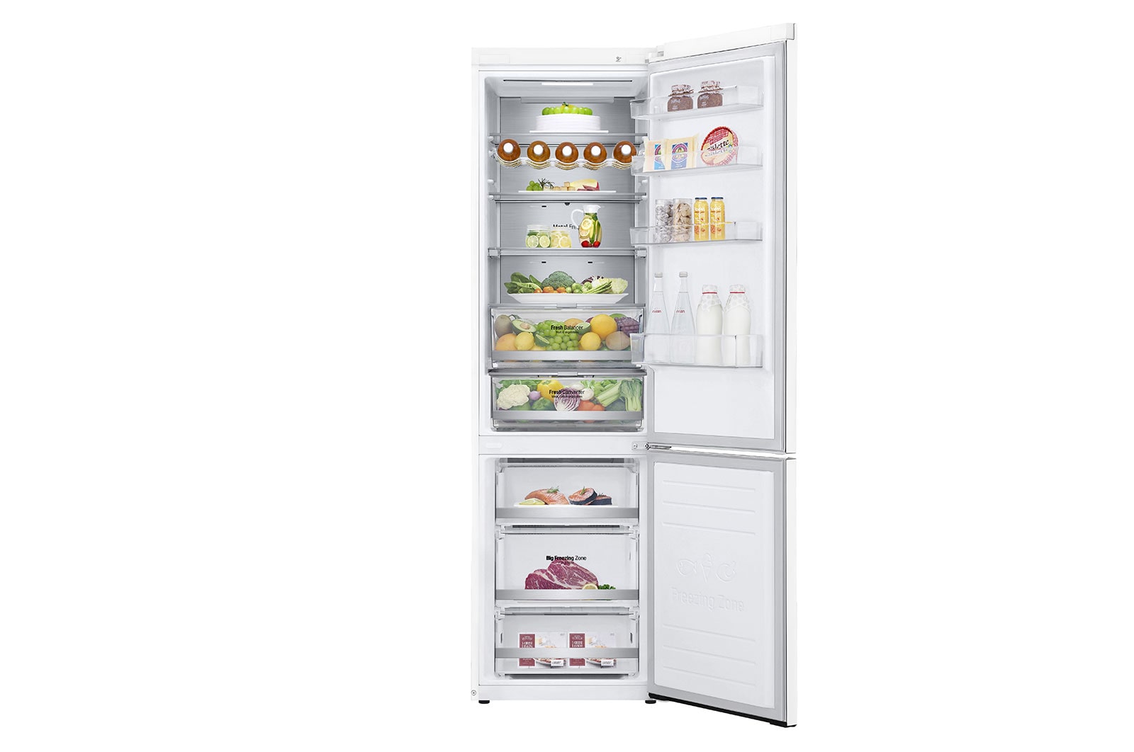 LG 2.03M 384L Kølefryseskab(Hvid) - Energiklasse D, Door Cooling™ og Smart Diagnosis™ med Wi-Fi, GBB72SWUGN