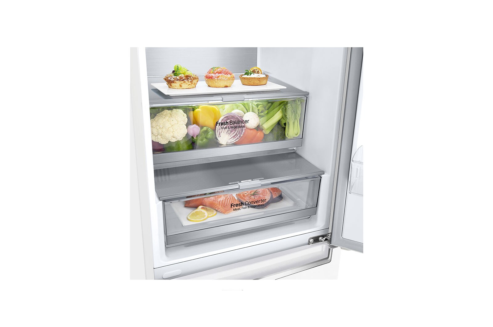 LG 2.03M 384L Kølefryseskab(Hvid) - Energiklasse D, Door Cooling™ og Smart Diagnosis™ med Wi-Fi, GBB72SWUGN