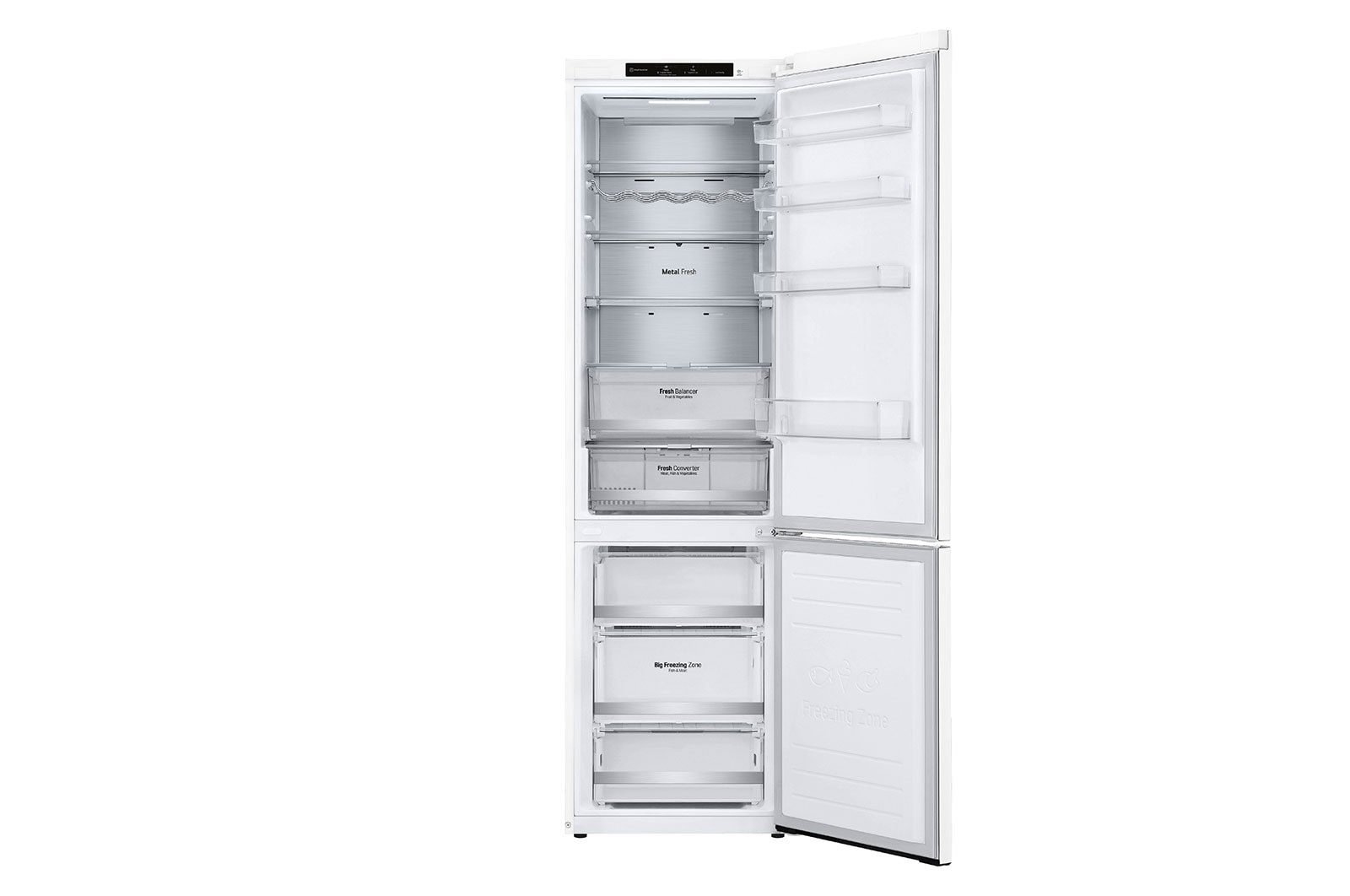 LG 2.03M 384L Kølefryseskab(Hvid) - Energiklasse D, Door Cooling™ , GBB72SWVGN