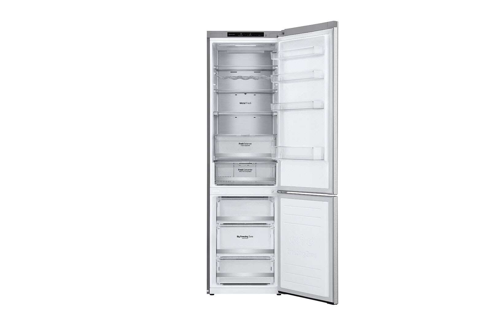 LG 2.03M 381L Kølefryseskab(Metal Sorbet) - Energiklasse A (A-20%), Nature Fresh, Door Cooling⁺™ og Smart Diagnosis™, GBB92MBB3P
