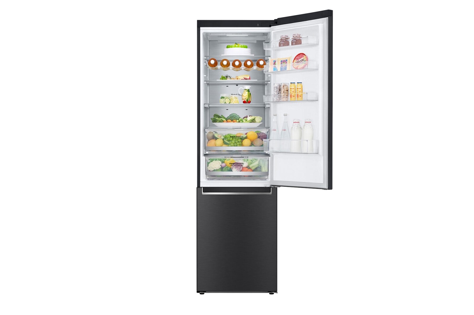 LG 2.03M 384L Kølefryseskab(Matte Black) - Energiklasse B, DoorCooling™ og Smart Diagnosis™ med Wi-Fi, GBB92MCABP