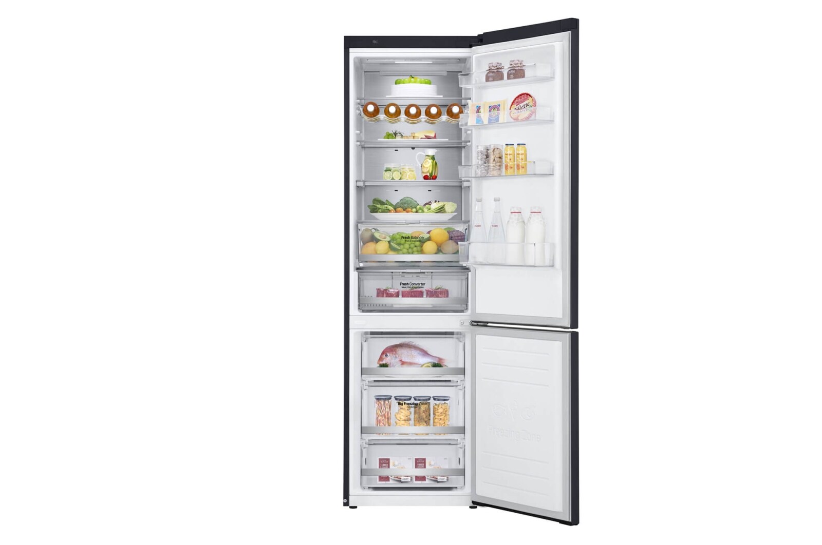 LG 2.03M 384L Kølefryseskab(Matte Black) - Energiklasse D, Door Cooling™ og Smart Diagnosis™ med Wi-Fi, GBB92MCAXP