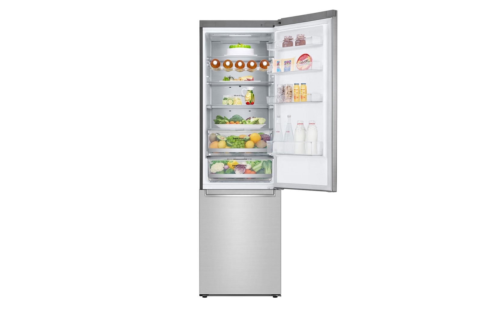 LG 2.03M 384L Kølefryseskab(Stainless Steel) - Energiklasse B, DoorCooling™ og Smart Diagnosis™ med Wi-Fi, GBB92STABP